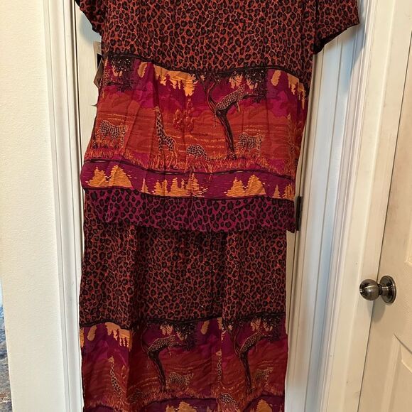 Sag harbor, two piece tank dress red leopard animal, print-  size 14 - ONS - Picture 7 of 9